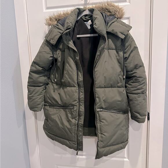 Old Navy Women’s Puffer Fleece Lined Jacket-Fur Hood - Picture 1 of 7